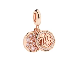 Zawieszka srebrna beads z cyrkoniami - mama