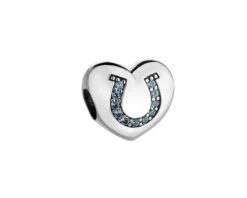 Zawieszka srebrna beads z cyrkoniami - serce, podkowa