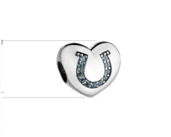 Zawieszka srebrna beads z cyrkoniami - serce, podkowa