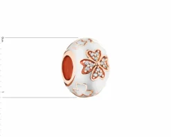 Zawieszka srebrna beads z cyrkoniami i emalią - koniczyna