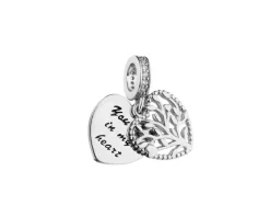 Zawieszka srebrna beads z cyrkoniami - serce