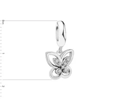 Zawieszka srebrna beads z cyrkoniami - motyl