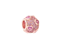 Zawieszka srebrna beads z cyrkoniami - serca