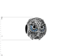 Zawieszka srebrna beads z cyrkoniami - sowa