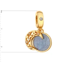 Zawieszka srebrna beads z cyrkoniami i emalią - Księżyc, gwiazdy