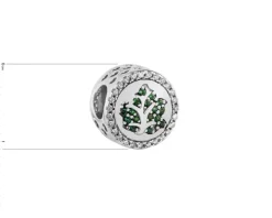 Zawieszka srebrna beads z cyrkoniami - liść