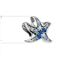 Zawieszka srebrna beads z cyrkoniami - rozgwiazda