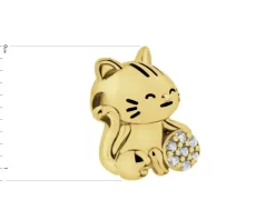 Zawieszka srebrna beads z cyrkoniami i emalią - kot