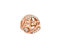 Zawieszka srebrna beads z cyrkoniami - mama