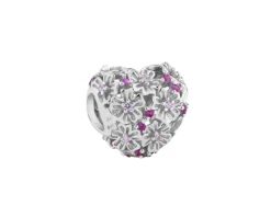 Zawieszka srebrna beads z cyrkoniami - serce