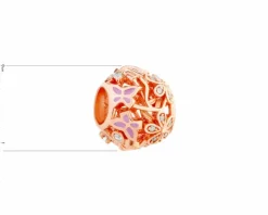 Zawieszka srebrna beads z cyrkoniami i emalią - kwiaty, motyle