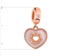 Zawieszka srebrna beads z cyrkonią i emalią - serce, mama