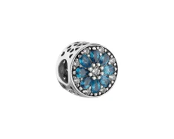 Zawieszka srebrna beads z cyrkoniami - kwiat