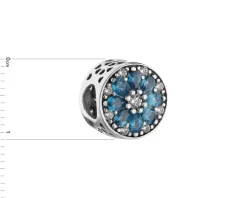 Zawieszka srebrna beads z cyrkoniami - kwiat