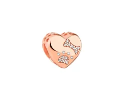 Zawieszka srebrna beads z cyrkoniami - serce, łapka, kość