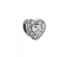 Zawieszka srebrna beads z cyrkoniami - serca