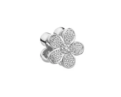 Zawieszka srebrna beads z cyrkoniami - kwiaty