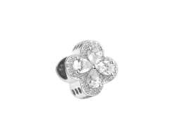 Zawieszka srebrna beads z cyrkoniami - kwiat