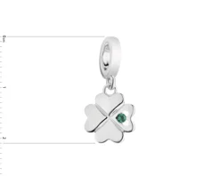 Zawieszka srebrna beads z cyrkonią - koniczyna, serce