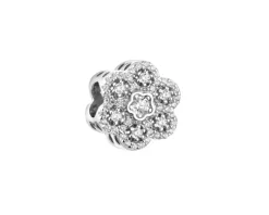 Zawieszka srebrna beads z cyrkoniami - kwiat