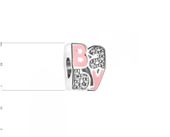 Zawieszka srebrna beads z cyrkoniami i emalią - Newborn, dziewczynka