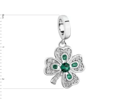 Zawieszka srebrna beads z cyrkoniami - koniczyna