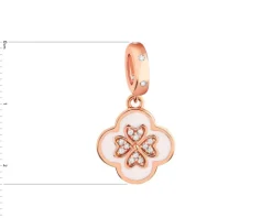 Zawieszka srebrna beads z cyrkoniami i emalią - koniczyna