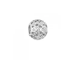 Zawieszka srebrna beads z cyrkoniami - koniczyna