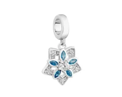 Zawieszka srebrna beads z cyrkoniami - kwiat