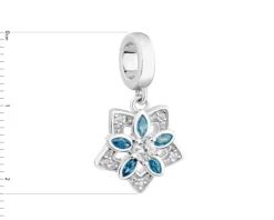 Zawieszka srebrna beads z cyrkoniami - kwiat