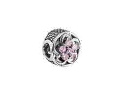 Zawieszka srebrna beads z cyrkoniami - kwiat