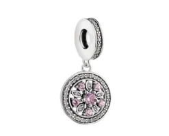 Zawieszka srebrna beads z cyrkoniami - kwiat