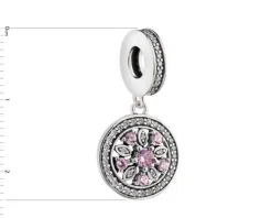 Zawieszka srebrna beads z cyrkoniami - kwiat