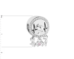 Zawieszka srebrna beads z cyrkoniami i emalią - stópki, mama