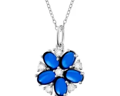 Zawieszka srebrna z cyrkoniami i szlifowanym szkłem - kwiat