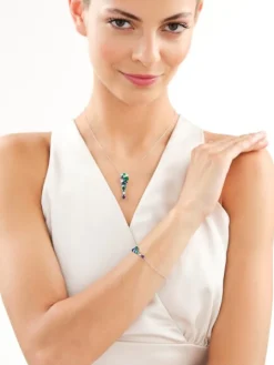 Zawieszka srebrna z cyrkoniami i szlifowanym szkłem