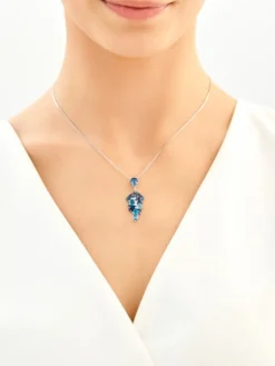 Zawieszka srebrna z cyrkoniami i szlifowanym szkłem