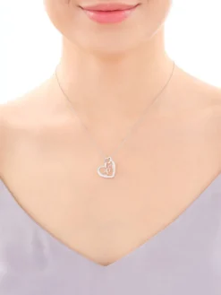 Zawieszka srebrna z cyrkoniami - serce, mama