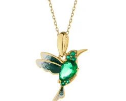 Zawieszka srebrna  z cyrkoniami i emalią - koliber