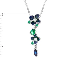 Zawieszka srebrna z cyrkoniami i emalią - kwiaty