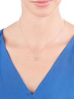 Zawieszka srebrna z cyrkoniami - serce, kot