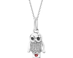 Zawieszka srebrna z cyrkoniami i emalią - Harry Potter, sowa Hedwiga, Warner Bros. Discovery