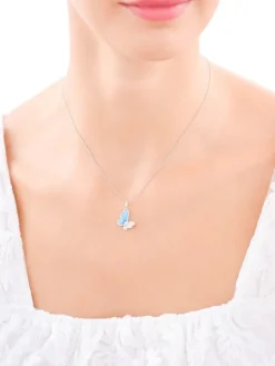 Zawieszka srebrna z cyrkoniami i emalią - motyl