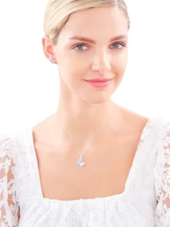 Zawieszka srebrna z cyrkoniami i emalią - motyl