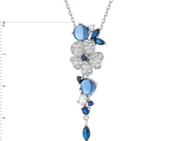 Zawieszka srebrna z cyrkoniami i szlifowanym szkłem - kwiat