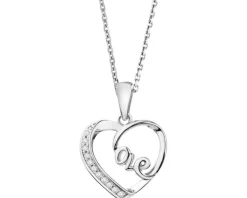 Zawieszka srebrna z cyrkoniami - serca, love