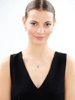 Zawieszka srebrna z cyrkoniami i szlifowanym szkłem