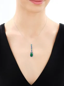 Zawieszka srebrna z cyrkoniami i szlifowanym szkłem