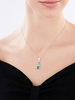 Zawieszka srebrna z cyrkoniami, spinelem i szlifowanym szkłem