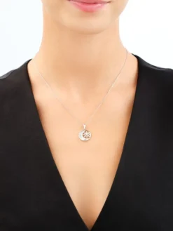 Zawieszka srebrna z cyrkoniami i masą perłową - Księżyc, gwiazda